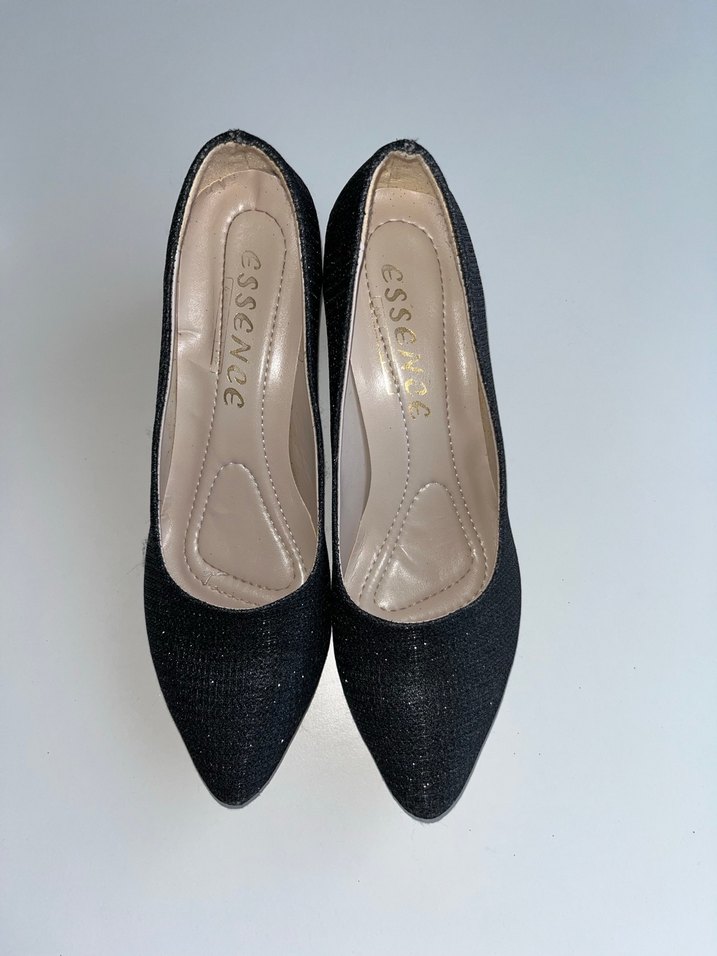 Siyah Simli Stiletto Topuklu Ayakkabı - Görsel 3