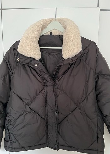 Siyah Peluş Kürklü Kadın Mont - Görsel 5