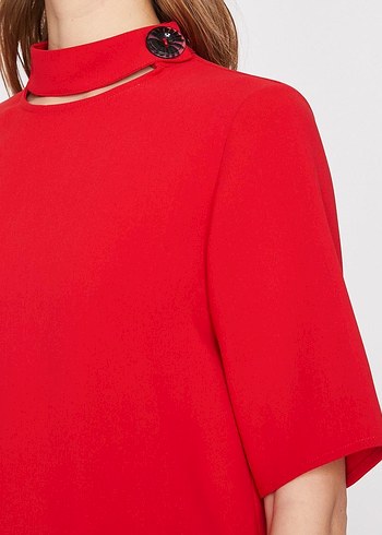 Koton Kırmızı Kısa Kollu Bluz - Görsel 4