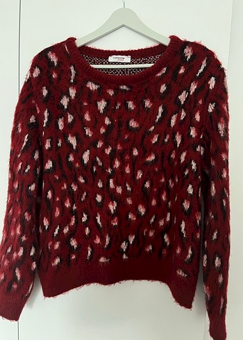 Kırmızı Leopar Desenli Kazak - Görsel 2