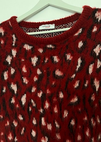 Kırmızı Leopar Desenli Kazak - Görsel 4