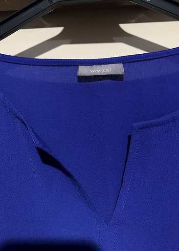 Mavi V Yakalı Salaş Tunik - Görsel 3