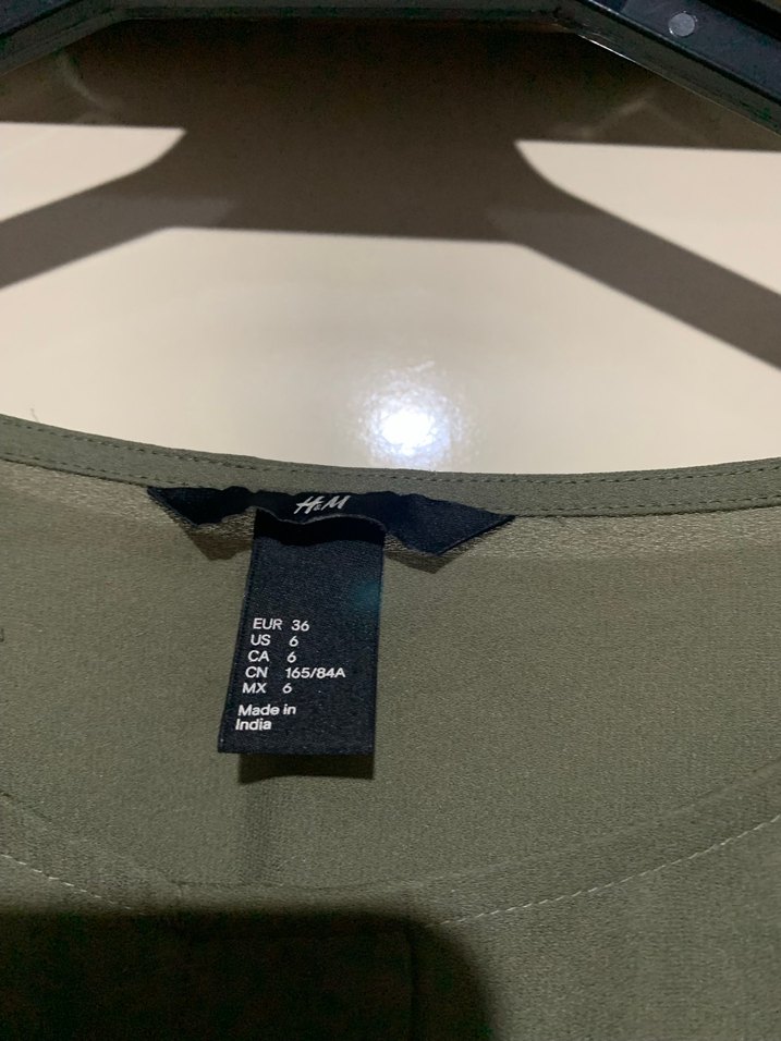 H&M Kadın Haki Kısa Kollu Salaş Tunik - Görsel 3