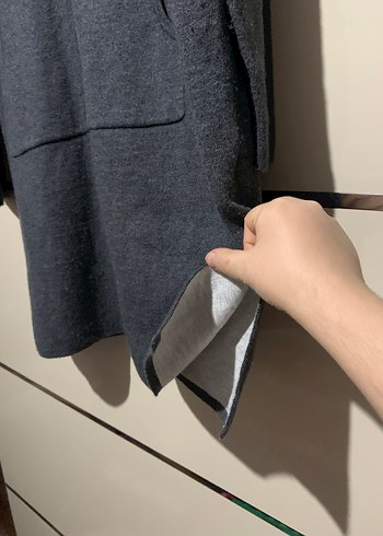 Primark Gri Kapüşonlu Fermuarlı Midi Kadın Hırka - Görsel 2