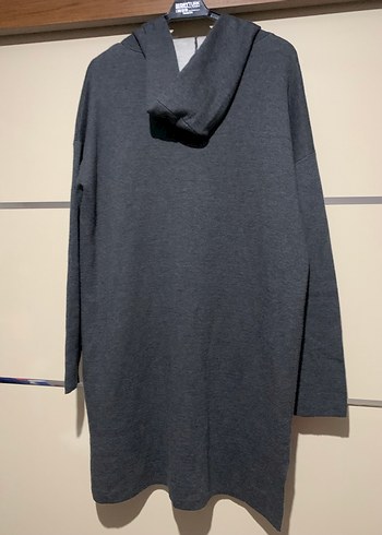 Primark Gri Kapüşonlu Fermuarlı Midi Kadın Hırka - Görsel 6