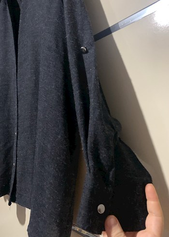 Gri Kadın Gömlek Düğmeli ve Rahat - Görsel 2