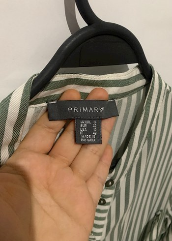 Primark Yeşil Çizgili Uzun Kollu Kadın Gömlek - Görsel 2
