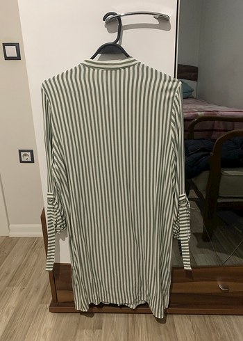 Primark Yeşil Çizgili Uzun Kollu Kadın Gömlek - Görsel 4