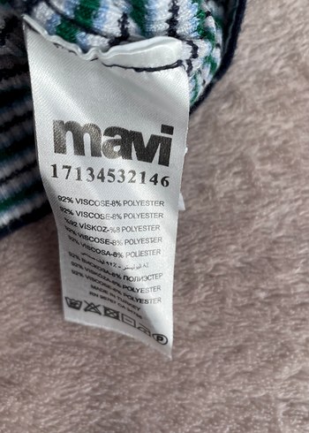 Mavi Crop Triko Bluz - Görsel 4