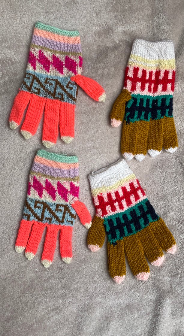 El Emeği Renkli Desenli Eldivenler 2 adet - Görsel 4