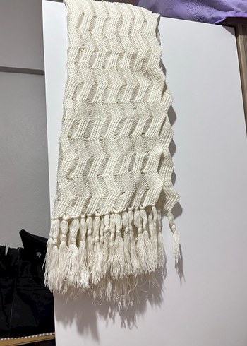 Beyaz Örgü Kadın Şal - Görsel 2