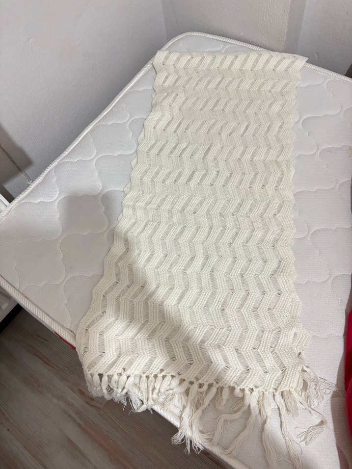 Beyaz Örgü Kadın Şal - Görsel 3