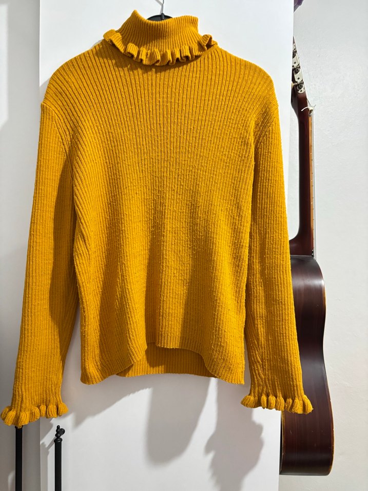 Sarı Triko Boğazlı Kadın Kazak - Görsel 2