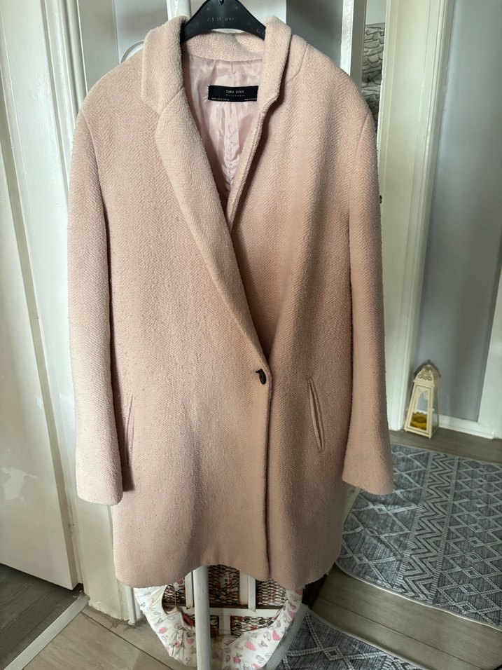 Bej Midi Kadın Kaban Düğmeli - Görsel 3