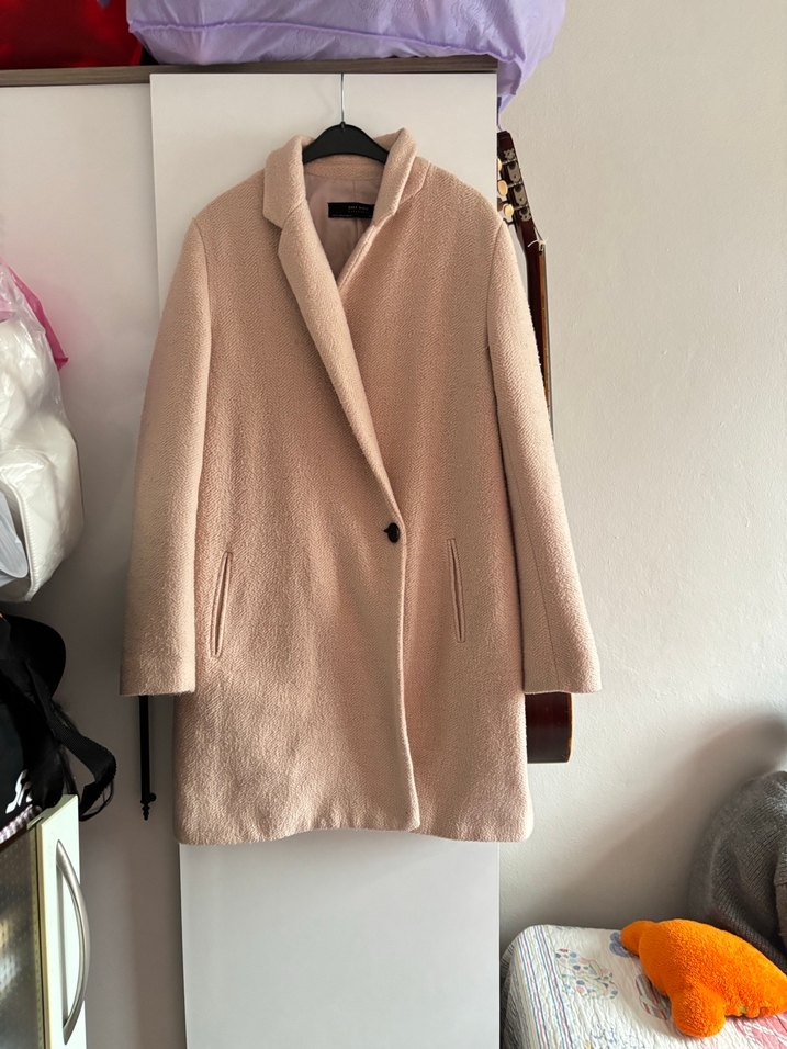 Bej Midi Kadın Kaban Düğmeli - Görsel 2