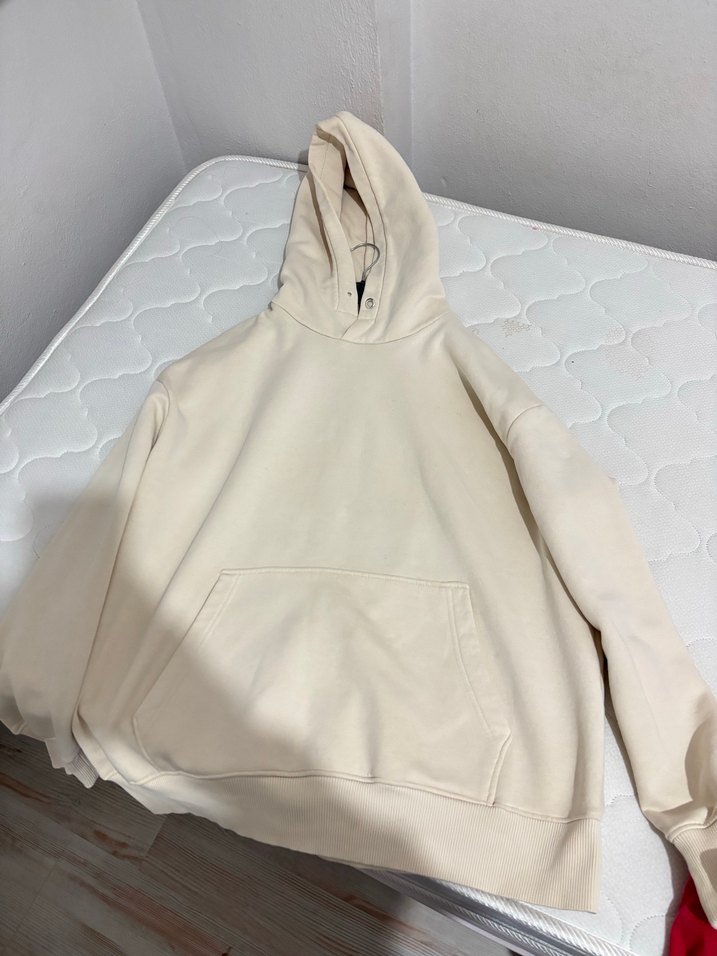 Beyaz Kapüşonlu Rahat Sweatshirt - Görsel 2