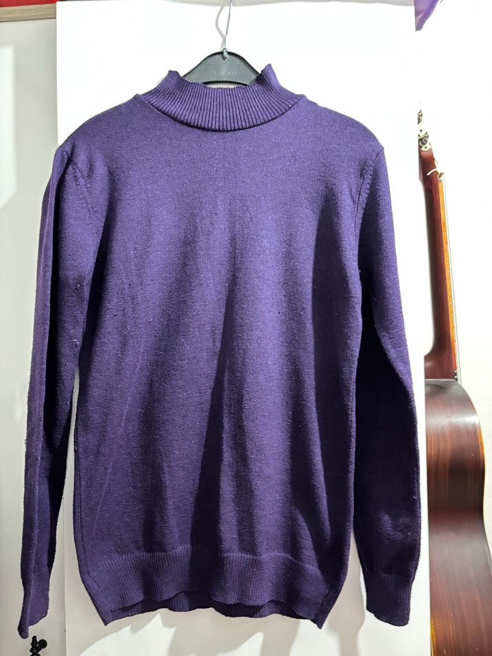 Mor Balıkçı Yaka Kadın Triko Kazak - Görsel 2