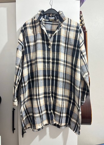 Gri Ekose Desenli Kadın Pamuklu Gömlek - Görsel 2