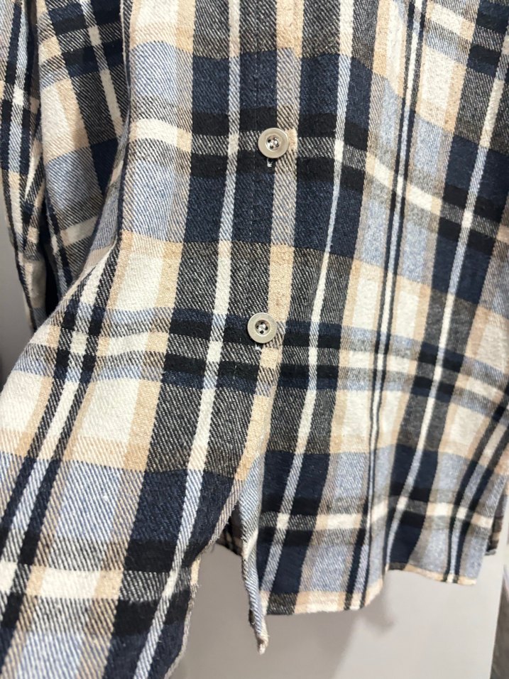 Gri Ekose Desenli Kadın Pamuklu Gömlek - Görsel 4