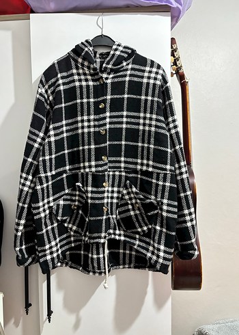 Düğmeli Siyah Beyaz Kareli Kadın Gömlek - Görsel 2