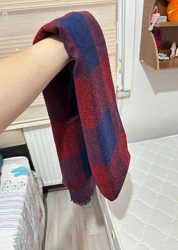 Bordo Lacivert Örgü Kadın Atkı - Görsel 5