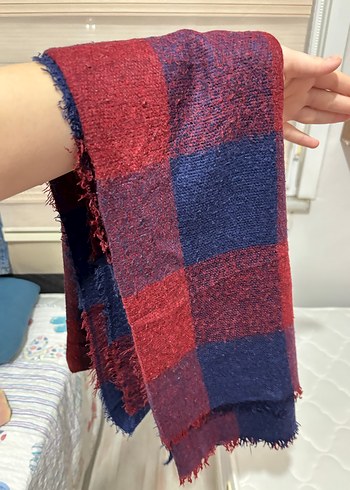 Bordo Lacivert Örgü Kadın Atkı - Görsel 4