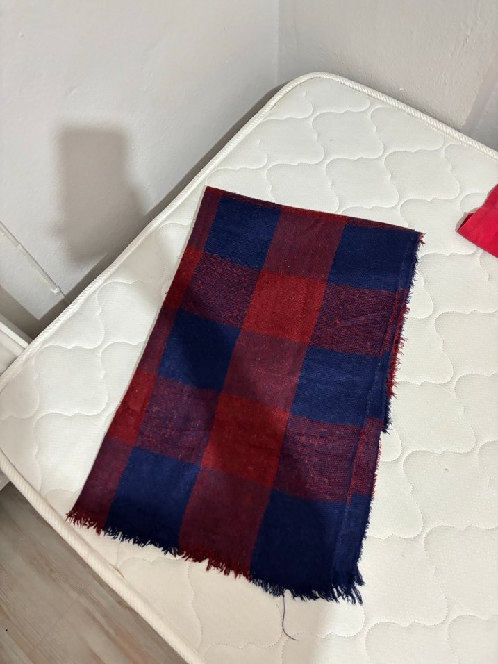 Bordo Lacivert Örgü Kadın Atkı - Görsel 2