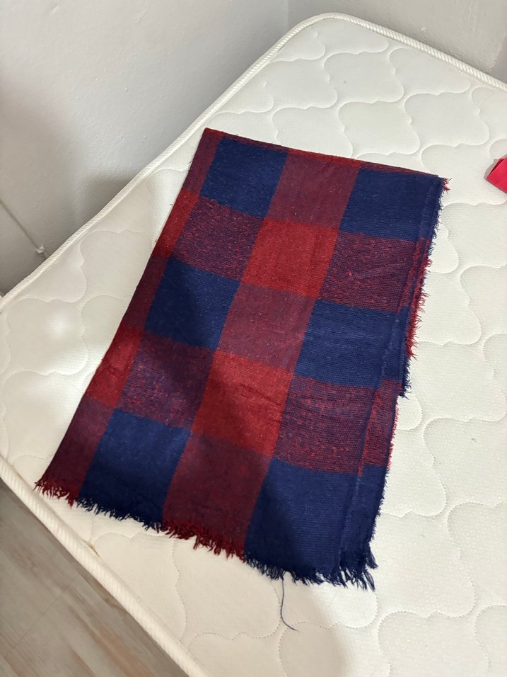 Bordo Lacivert Örgü Kadın Atkı - Görsel 3