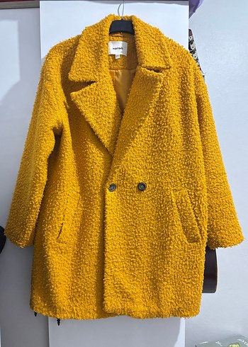 Sarı Düğmeli Midi Kadın Kaban - Görsel 6