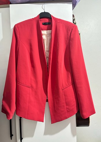 Kadın Kırmızı Düğmeli Blazer Ceket - Görsel 4