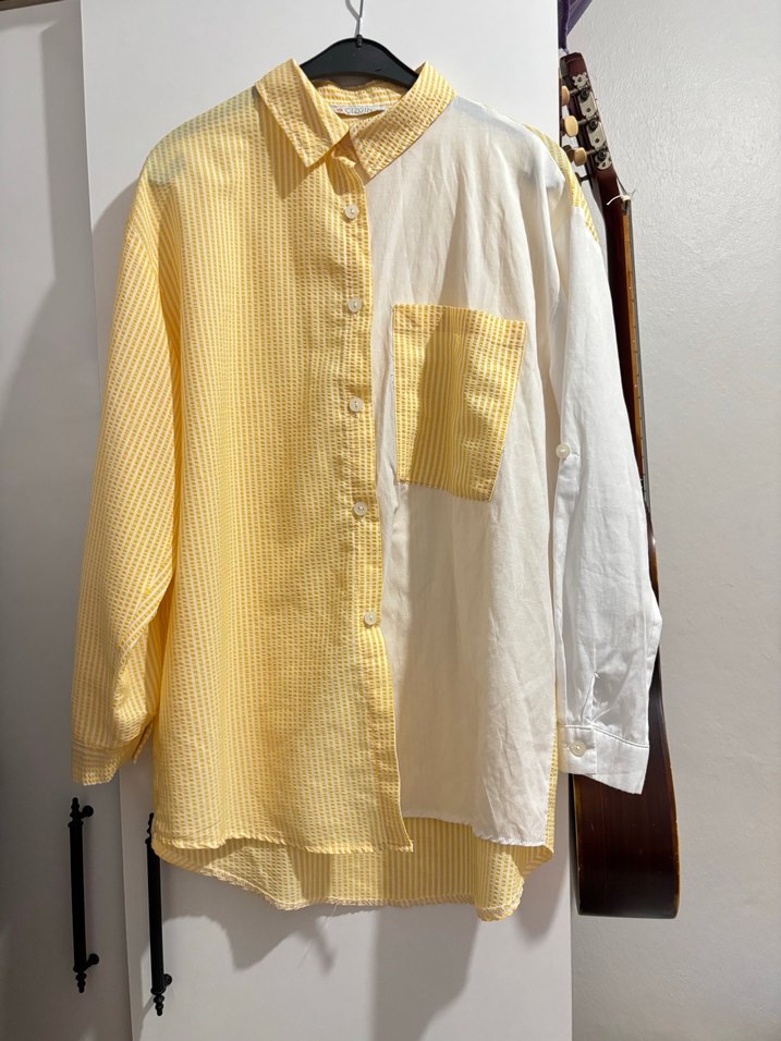 Rahat Kesim Uzun Kollu Sarı Gömlek - Görsel 4