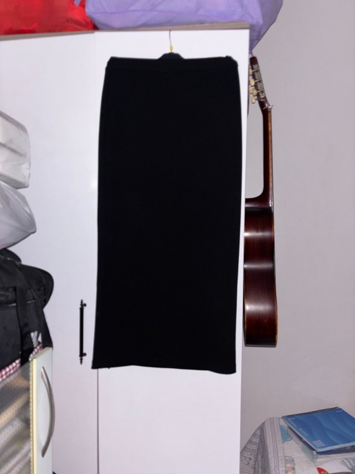 Siyah Uzun Kadın Etek kalem etek - Görsel 4