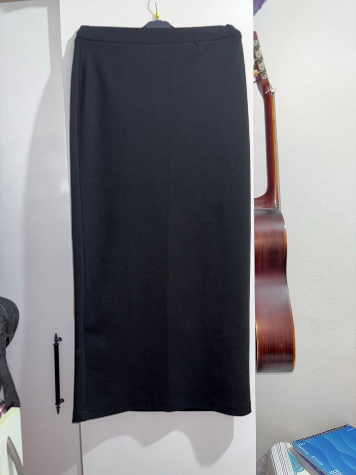 Siyah Uzun Kadın Etek kalem etek - Görsel 3