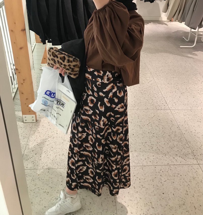 Desenli Kahverengi Hamile Midi Etek - Görsel 2