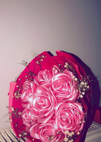 Pembe Saten Gül Buketi - Görsel 3