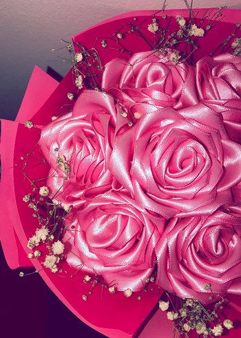 Pembe Saten Gül Buketi - Görsel 2