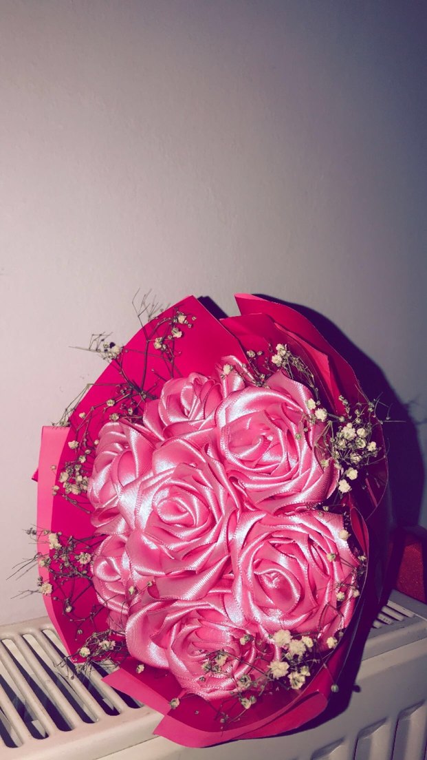 Pembe Saten Gül Buketi - Görsel 3