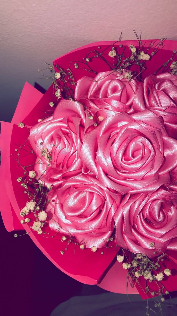 Pembe Saten Gül Buketi - Görsel 2