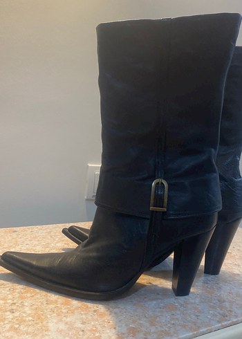 Divarese marka,  Deri  Topuklu,tokalı kayış detaylı vintage Bot - Görsel 7