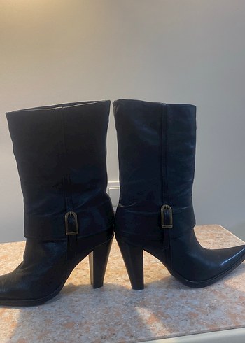 Divarese marka,  Deri  Topuklu,tokalı kayış detaylı vintage Bot - Görsel 4