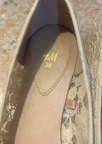 H&M marka,Bej Dantel Detaylı coquette 
Kadın Babet - Görsel 6