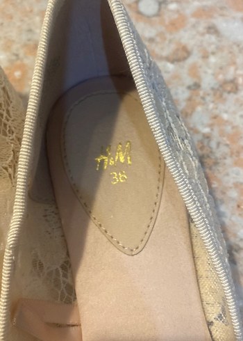H&M marka,Bej Dantel Detaylı coquette 
Kadın Babet - Görsel 7