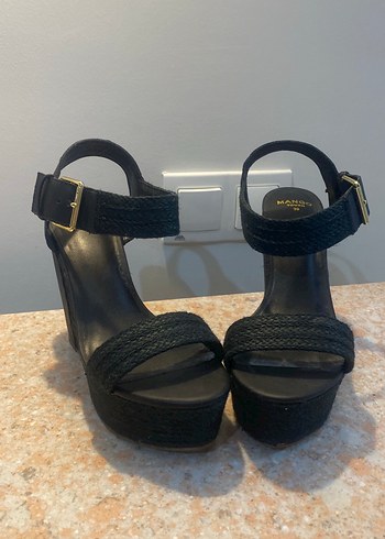 Mango marka,Siyah Yılan Desenli Tokalı Dolgu Topuklu - Görsel 10