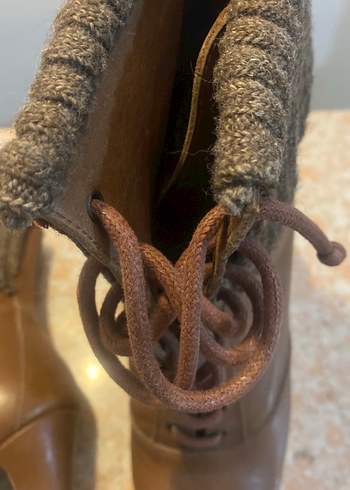 Divarese,Örgü Detaylı Kahverengi Gerçek Deri Platform Topuklu - Görsel 6