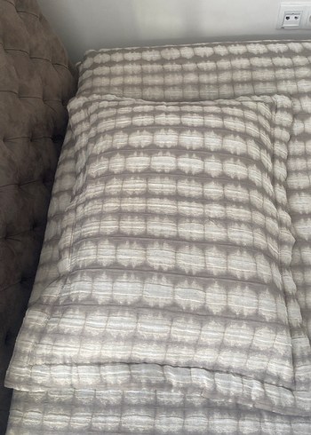 Home Sweet Home marka,Gri Ekose Desenli Yatak Örtüsü - Görsel 3