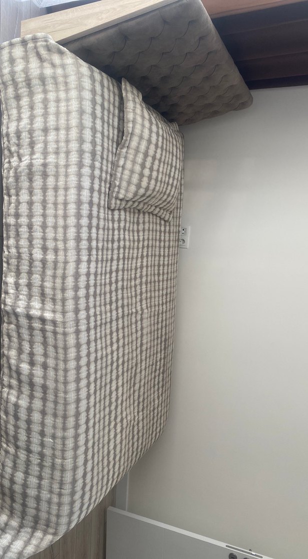 Home Sweet Home marka,Gri Ekose Desenli Yatak Örtüsü - Görsel 2