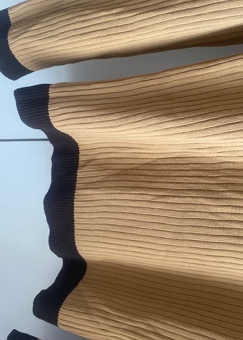 Bej Kadın Boğazlı Triko Kazak - Görsel 5