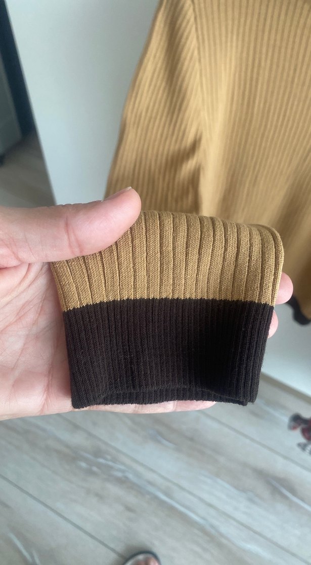 Bej Kadın Boğazlı Triko Kazak - Görsel 3