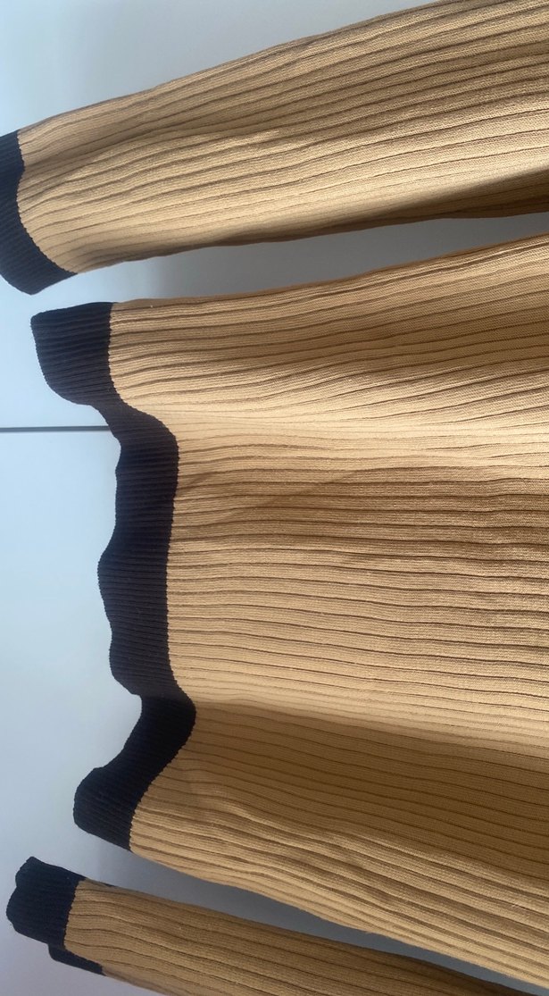 Bej Kadın Boğazlı Triko Kazak - Görsel 5