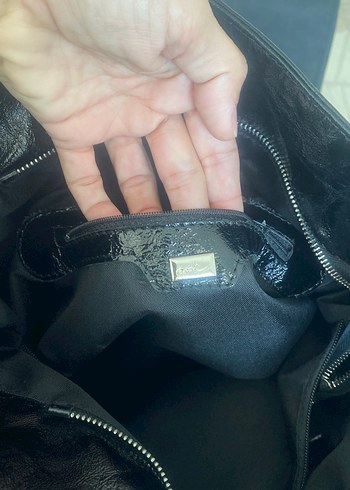 Vintage çanta Gusto marka,Siyah Gerçek Deri Tokalı Kadın Çanta - Görsel 7